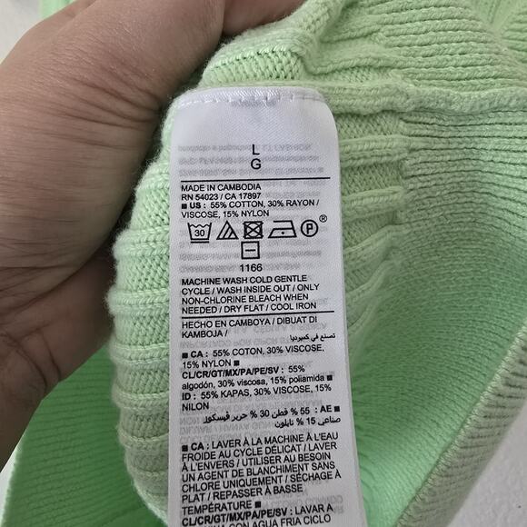 Womens Large Pastel Green Rib Knit Crop Polo Shirt Clueless Preppy Old Money Y2k - Picture 7 of 7